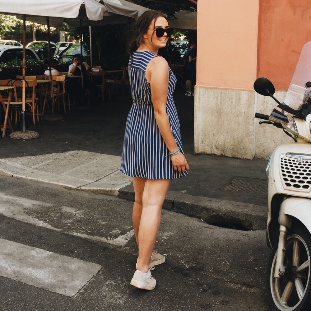 Striped wrap dress